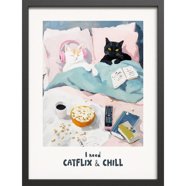 Печатна картина с включена рамка 30x40 cm Catflix – Styler