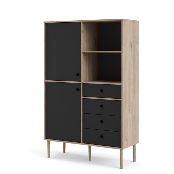 Черна етажерка за книги с дъбов ръб 99x154 cm Rome - Tvilum-image-2