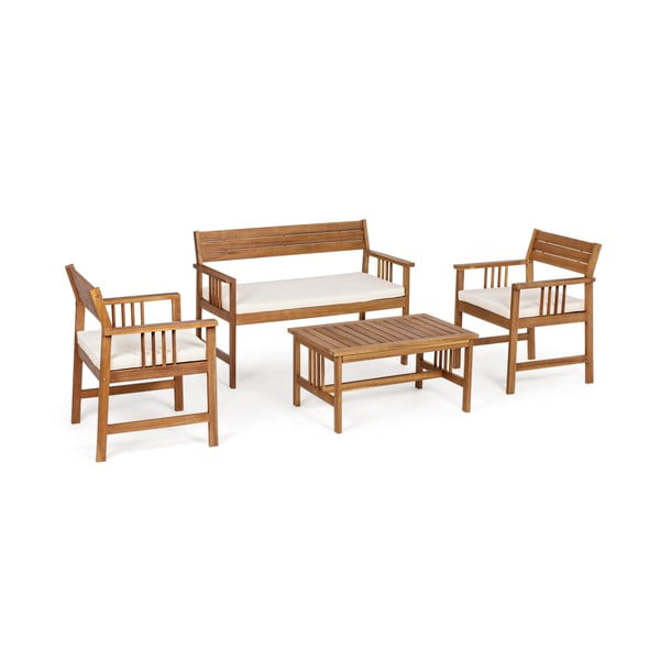 Градински комплект от за отдих от масивна акация в тъмно естествен цвят за 4 Noemi   – Bizzotto