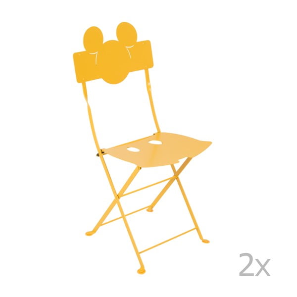 Комплект от 2 жълти метални градински стола Bistro Mickey - Fermob