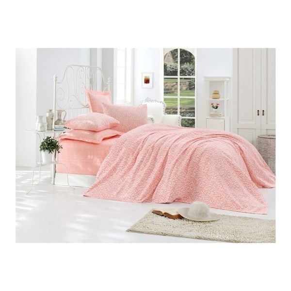 Розов чаршаф за двойно легло с памучен чаршаф Lolita, 220 x 240 cm - Mijolnir