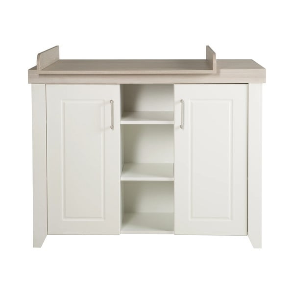 Бял нисък скрин в декор от бряст с масичка за преповиване 120x98 cm Felicia - Roba-image-2