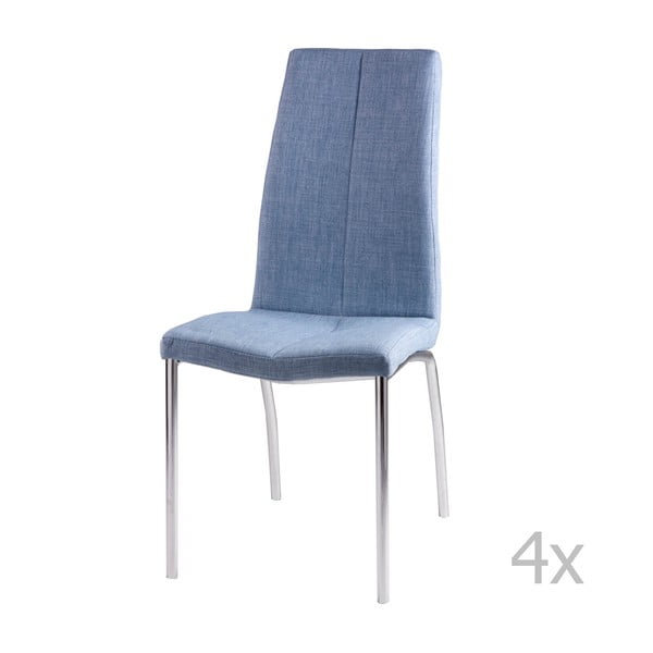 Комплект от 4 сини трапезни стола Carla - sømcasa