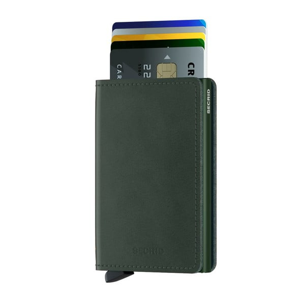 Зелен кожен портфейл с картодържател Slim - Secrid