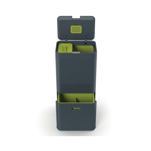 Šedý koš na tříděný odpad Joseph Joseph IntelligentWaste Totem, 60 l-image-2