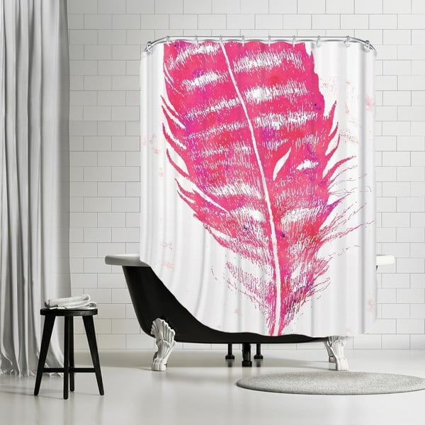 Koupelnový závěs Pink Feather, 180x180 cm
