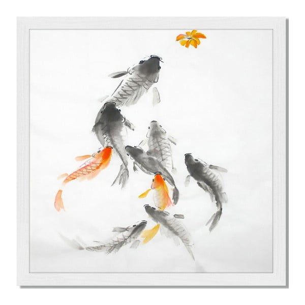 Obraz v rámu Liv Corday Asian Koi Fishes, 40 x 40 cm