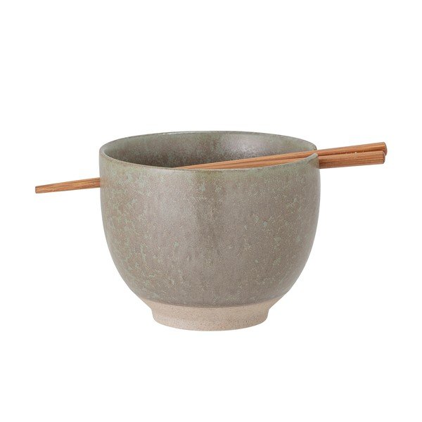 Сива керамична купа с пръчици за хранене , ø 13 cm Masami - Bloomingville-image-3