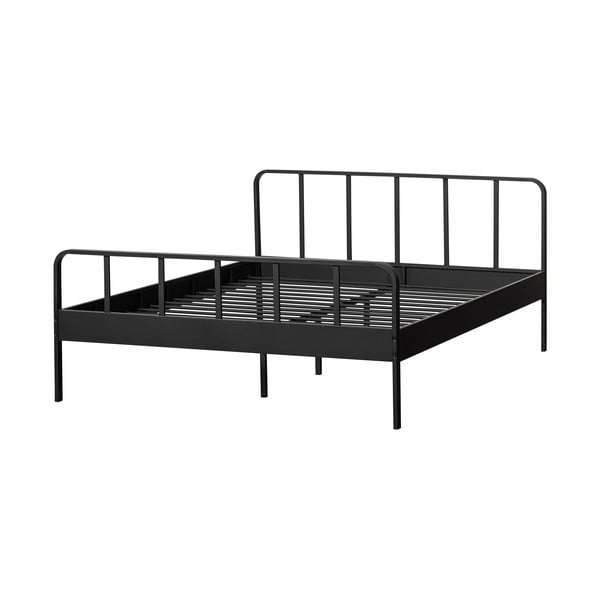 Черно метално двойно легло с решетка 160x200 cm Mees - WOOOD