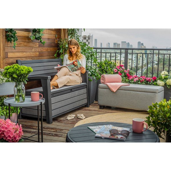 Тъмносива пластмасова градинска пейка Hudson – Keter-image-1