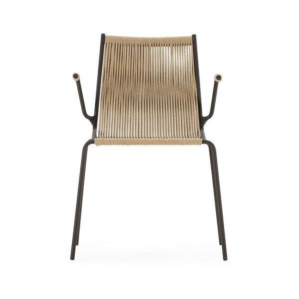 Бежови метални трапезни столове в комплект с подлакътници/за подреждане 2 бр. Emily – Marckeric-image-4