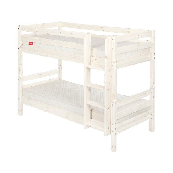 Бяло детско двуетажно легло от борова дървесина , 90 x 200 cm Classic - Flexa