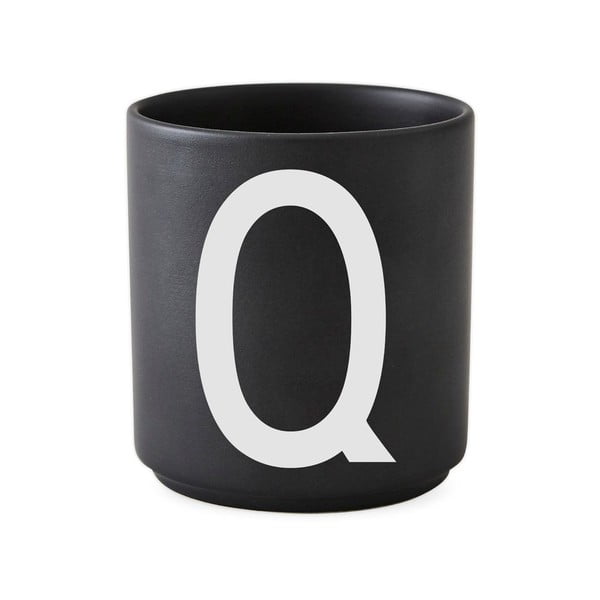 Черна порцеланова чаша Alphabet Q, 250 ml A-Z - Design Letters