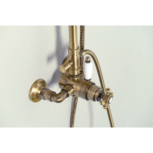 Месингов душ комплект в бронзов цвят с термостатен смесител с душ глава и ръчен душ 142 cm Antea – Sapho-image-1