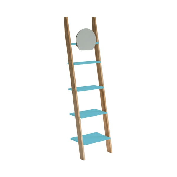 Тюркоазен дървен рафт с огледало Ashme Ladder - Ragaba