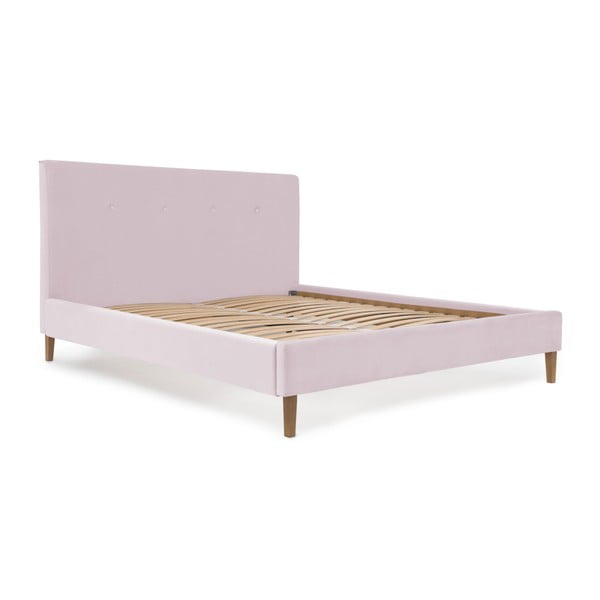 Růžová postel s přírodními nohami Vivonita Kent, 140 x 200 cm-image-4