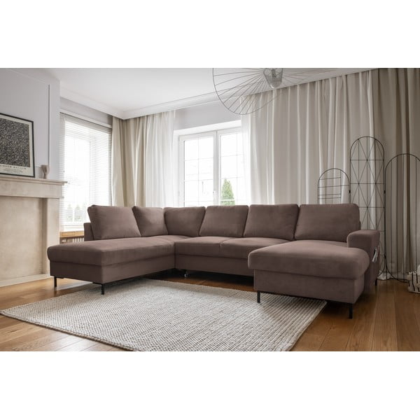 Кафяв разтегателен ъглов диван от рипсено кадифе (ляв ъгъл) Lofty Lilly – Miuform-image-3