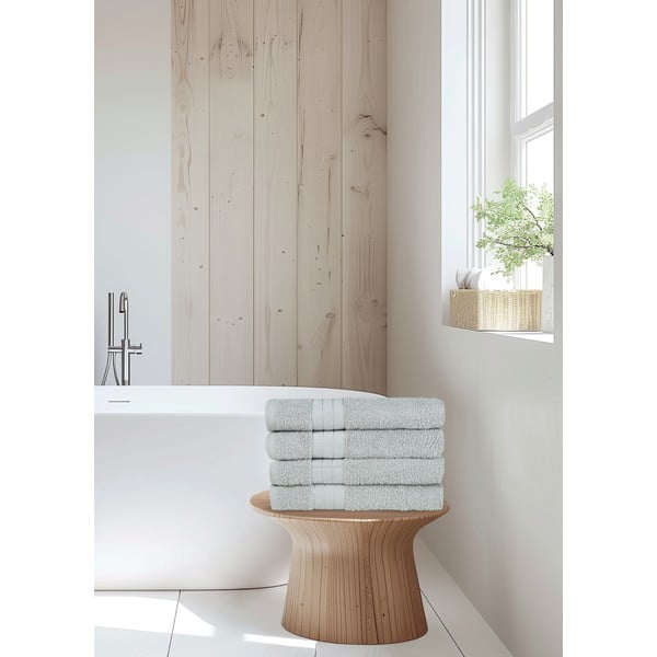 Светлосиви памучни кърпи в комплект от 4 бр. от тери 50x100 cm – Good Morning-image-3