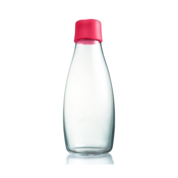 Malinově růžová skleněná lahev ReTap, 500 ml