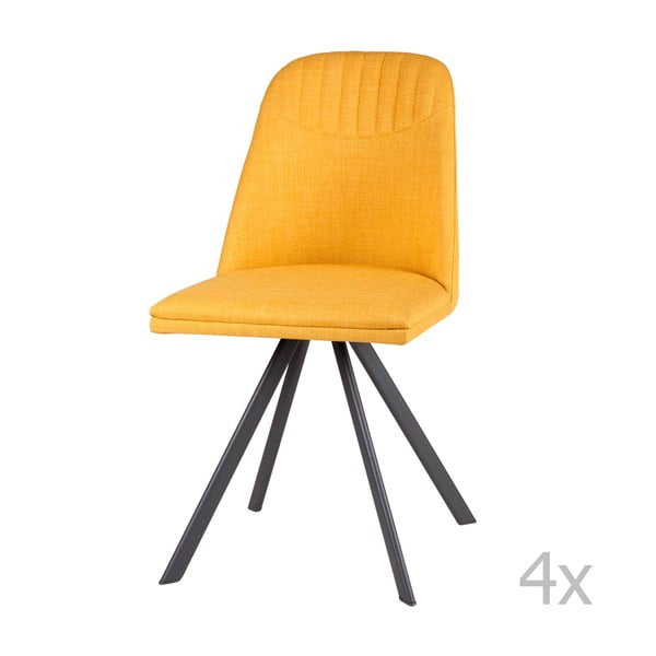 Комплект от 4 жълти трапезни стола Cris - sømcasa