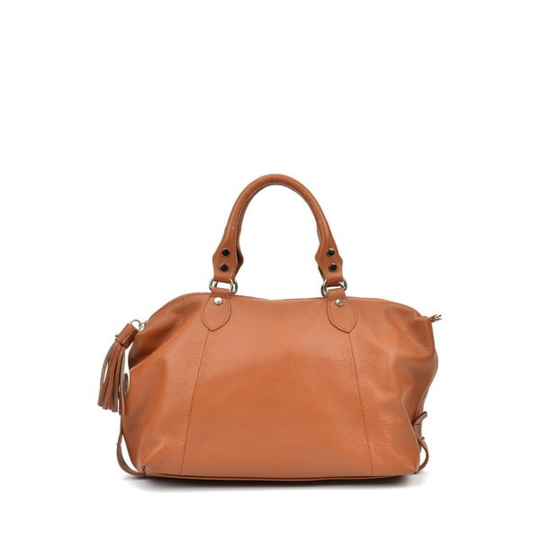 Кафява кожена чанта Vivi в цвят коняк - Mangotti Bags