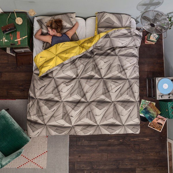 Žluto-hnědé povlečení Snurk Monogami Yellow, 200 x 200 cm-image-2