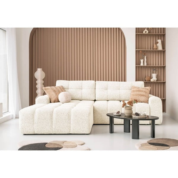 Кремав разтегателен модулен ъглов диван с място за съхранение (ляв ъгъл) Lulu – Miuform-image-4
