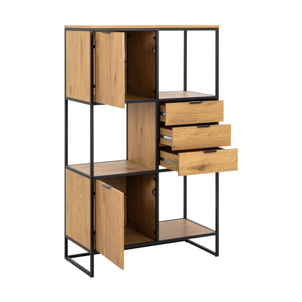 Черна етажерка за книги в дъб 85x141 cm Swindon - Actona-image-3