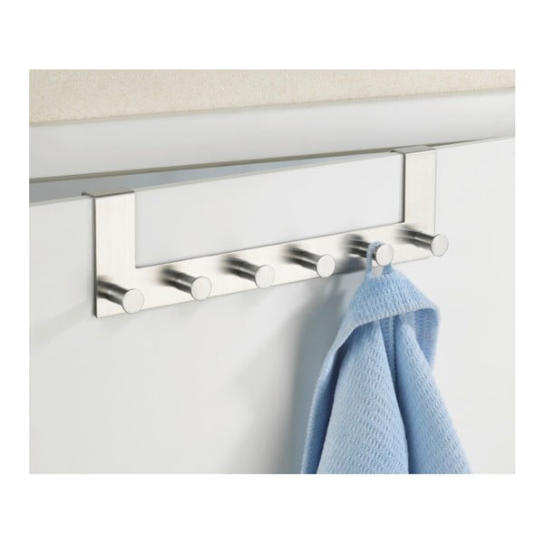 Сребриста матова закачалка за врата с 6 кукички Celano - Wenko-image-1