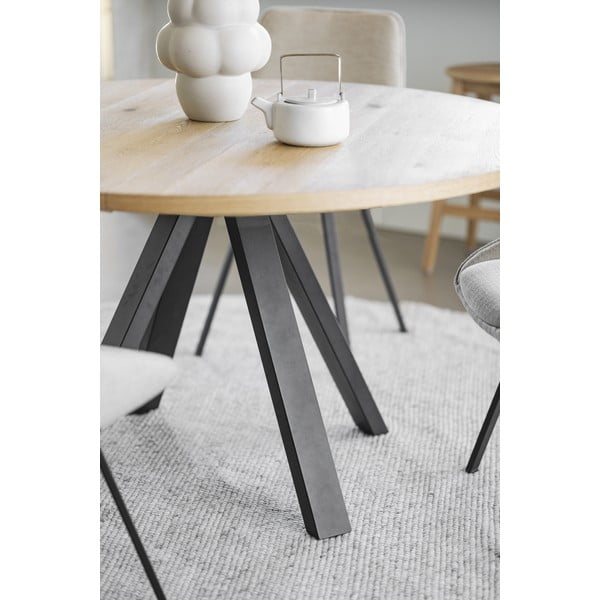 Кръгла сгъваема трапезна маса от декор от дъб  в естествен цвят ø 135 cm Maddock – Rowico-image-1