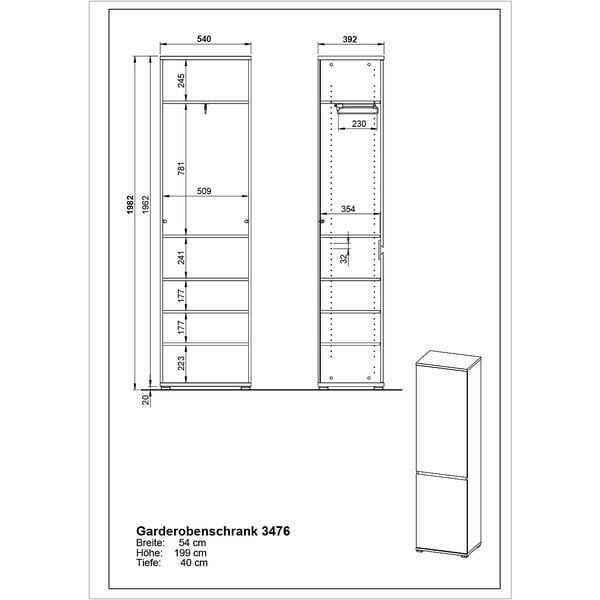 Гардероб в декор бук 54x200 cm Lissabon - Germania-image-4