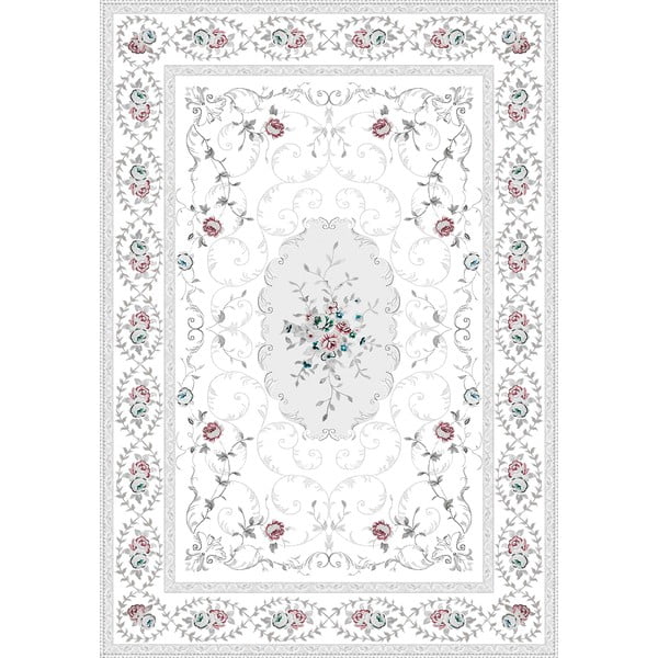 Бяло-сива пътека Flora, 80 x 200 cm Kirmizi - Vitaus