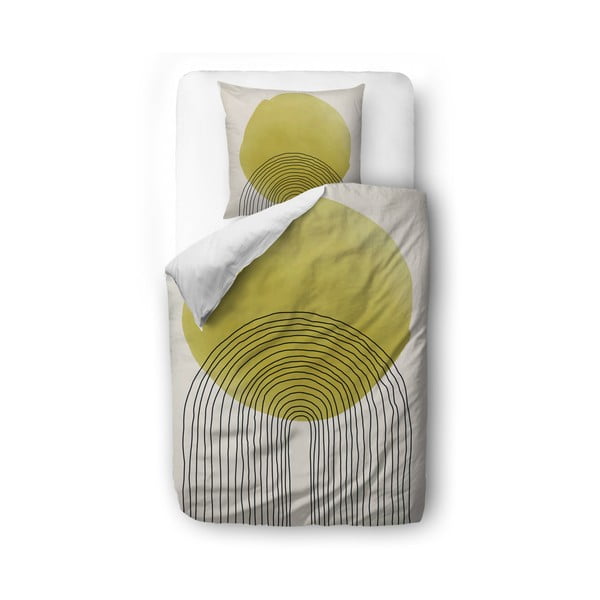Бежово и жълто памучно спално бельо от сатен , 140 x 200 cm Rising Sun - Butter Kings
