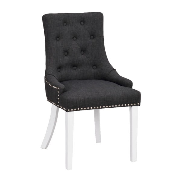 Черен тапициран трапезен стол с бели крака Vicky - Rowico