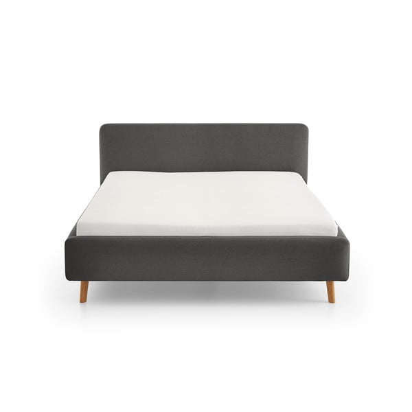 Тъмносиво двойно легло 140x200 cm тапицирано без ламелно дъно Mattis – Meise Möbel-image-4