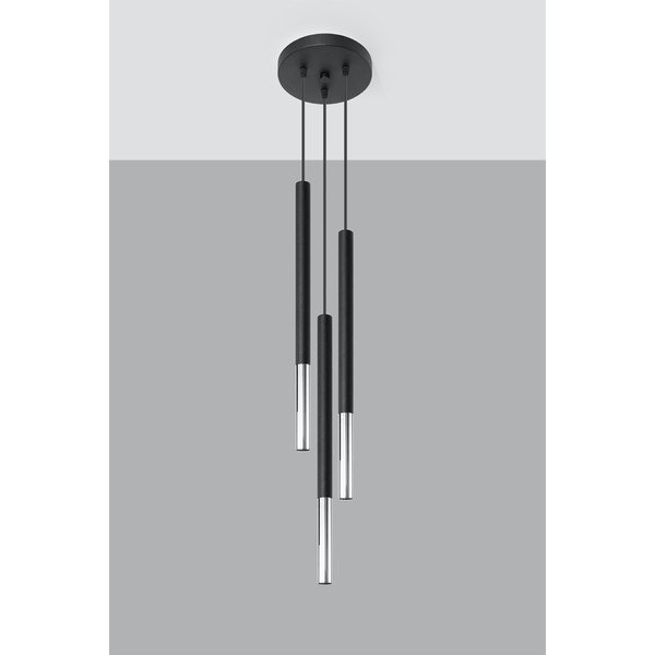 Черно/сребристo метално висящо осветително тяло ø 20 cm Asarot – Sollux-image-3