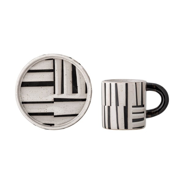 Черно-бяла глинена чаша 300 ml Frankie – Bloomingville-image-3