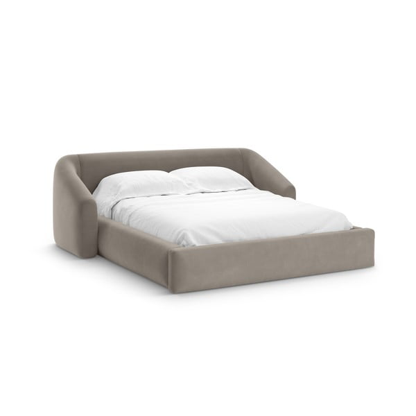 Светлокафяво двойно легло 140x200 cm тапицирано с място за съхранение с включена подматрачна рамка Campi – Cosmopolitan Design