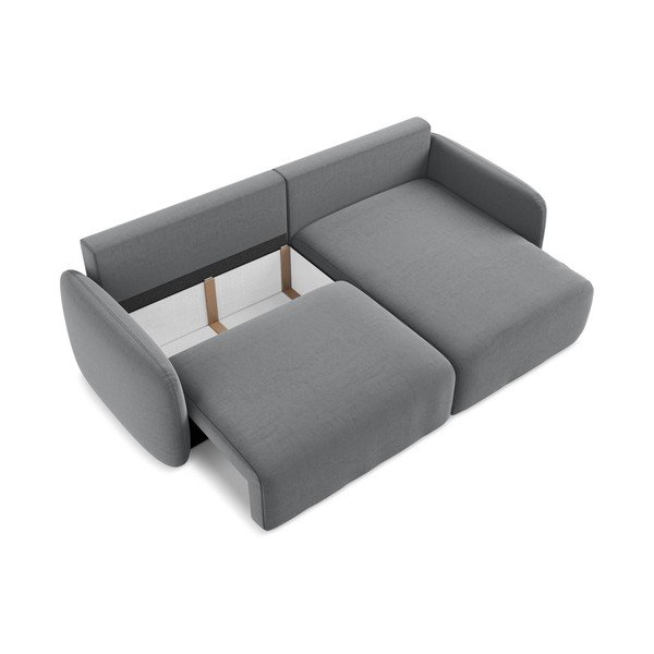 Сив кадифен сгъваем/с място за съхранение ъглов диван (десен ъгъл) Kalena – Makamii-image-4