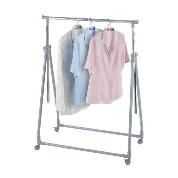 Сив метален телескопичен подвижен стелаж за дрехи, сгъваем - Wenko-image-4