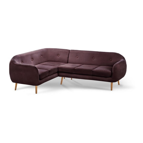 Тъмнокафяв ъглов триместен диван , ляв ъгъл - Scandi by Stella Cadente Maison