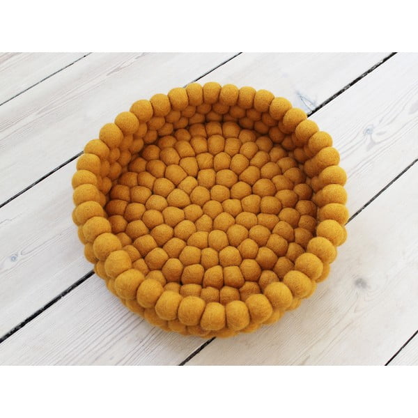 Кошница за съхранение на топки от вълна в горчично жълто Кошница за топки, ⌀ 28 cm - Wooldot