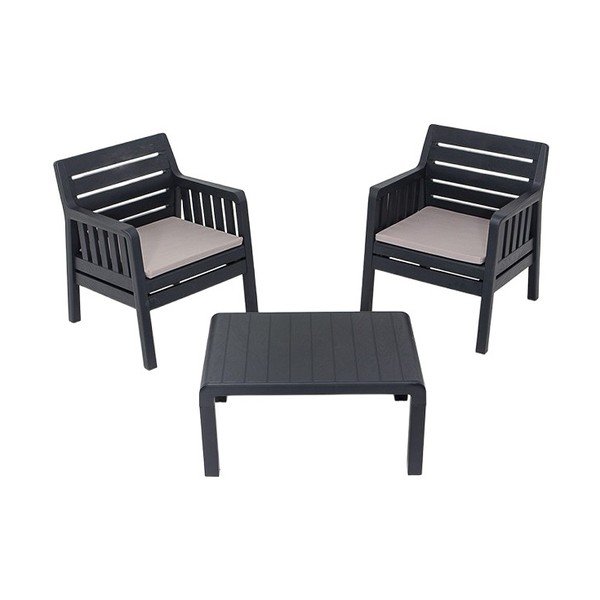 Антрацитен градински комплект за отдих за 2 души Lara – Floriane Garden