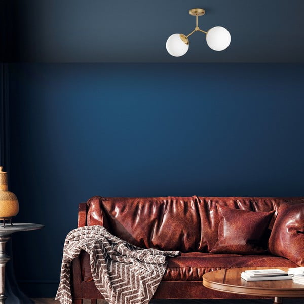 Бяло/в месингов цвят осветително тяло за таван със стъклен абажур 15x44 cm Damar – Opviq lights-image-4