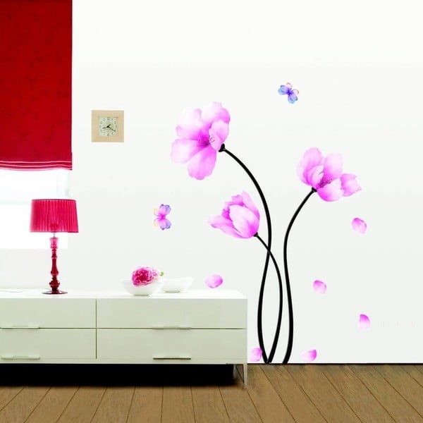Комплект стикери с розови цветя и пеперуди - Ambiance