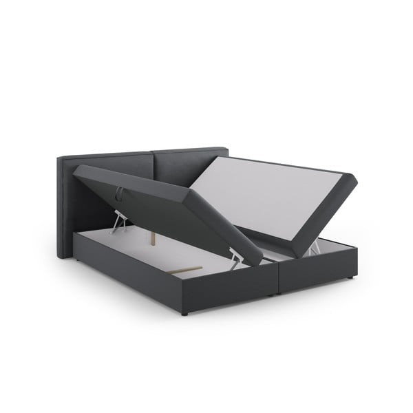 Тъмносиво боксспринг легло с място за съхранение 160x200 cm Arendal – Cosmopolitan Design-image-3