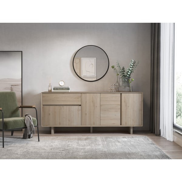 Скрин от дъбов декор  в естествен цвят 180x76x45 cm Carpi – Marckeric-image-1