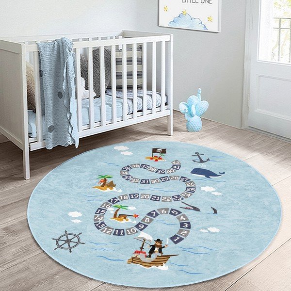 Светлосин детски килим ø 100 cm Comfort - Mila Home-image-3
