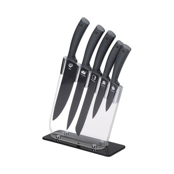 Комплект от 6 кухненски ножа от неръждаема стомана в стойка Jarama - Bergner