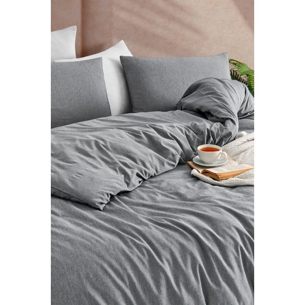 Антрацитно единично  спално бельо 140x200 cm Yarn Dyed – Mijolnir-image-1